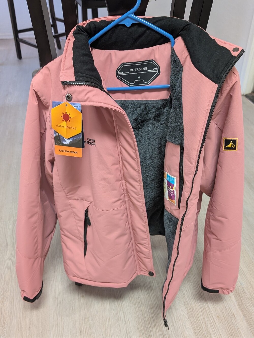 Moerdeng Women's Pink Insulated Ski & Snow Jacket